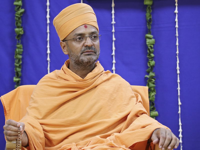 Sadhu Munivatsaldas Swami, Head of Swaminarayan Akshardham in New Delhi, at the assembly